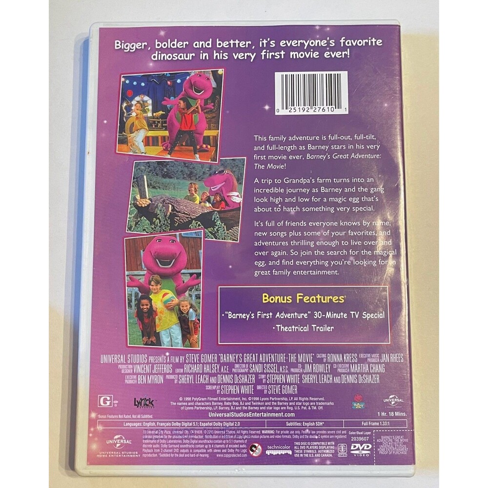 Barney's Great Adventure The Movie (Bilingual) (Happy Face Packaging) [DVD] - Picture 2 of 3